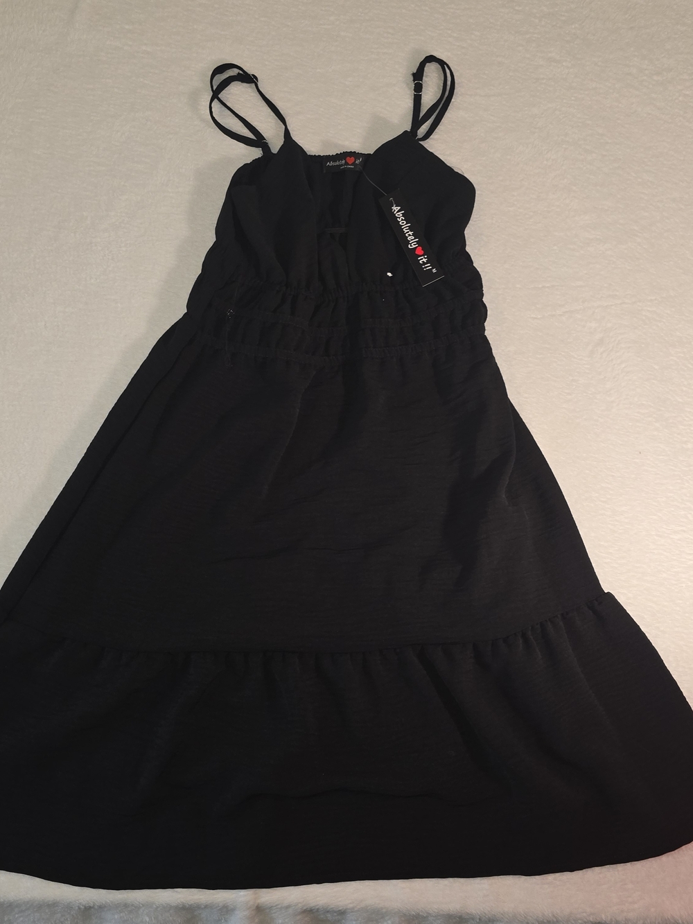 Absolutely It! Linen Blend Flowy Spaghetti Strap Dress Modern Fit Size S